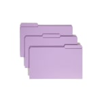 Smead Color File Folders, With Reinforced Tabs, Legal Size, 1/3 Cut, Lavender, Box Of 100