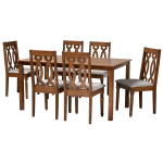 Baxton Studio Cherese 7-Piece Dining Set, Gray/Walnut Brown