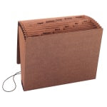 Smead TUFF Expanding File With Flap & Elastic Cord, 12 Pockets, Monthly, 12in x 10in Letter Size, 30% Recycled, Brown