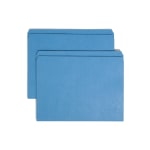 Smead Color File Folders, With Reinforced Tabs, Letter Size, Straight Cut, Blue, Box Of 100