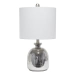 Lalia Home Hammered Glass Jar Table Lamp, 20inH, Gray Shade/Silver Base