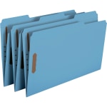 Smead Color Reinforced Tab Fastener Folders, Legal Size, 1/3 Cut, Blue, Pack Of 50