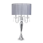 Elegant Designs Trendy Romantic Table Lamp, 31inH, Gray Shade/Chrome Base