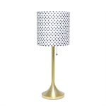 Simple Designs Tapered Table Lamp, 21inH, White & Black Shade/Gold Base