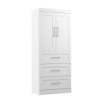 Bestar Pur 36inW Wardrobe With 3 Drawers, White