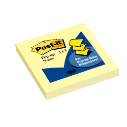 Post-it Dispenser Pop-up Notes Pad, 3 in. x 3 in., 100 Sheets, Canary Yellow