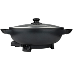 Brentwood Non-Stick Flat Bottom Electric Wok Skillet, 7-1/2inH x 13inW x 17-1/2inD, Black