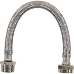 Certified Appliance Accessories Braided Stainless Steel Water-Inlet Hose, Female to Male - 12in - Silver, Stainless Steel - Stainless Steel, Vinyl, Polyvinyl Chloride (PVC), Polyester