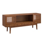 SEI Furniture Holly & Martin Simms Media Console For 68inW Flat-Screen TVs, 29-3/4inH x 70inW x 17inD, Dark Tobacco