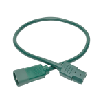 Eaton Tripp Lite Series Power Cord C14 to C15 - Heavy-Duty, 15A, 250V, 14 AWG, 2 ft. (0.61 m), Green - Power extension cable - IEC 60320 C14 to IEC 60320 C15 - 2 ft - green