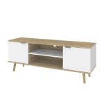 Bestar Procyon TV Stand For 55in TVs, 20-1/8inH x 55-1/8inW x 15-13/16inD, Modern Oak/UV White