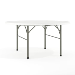 Flash Furniture Round Bi-Fold Plastic Banquet And Event Folding Table, 29-1/2inH x 60-1/2inW x 60-1/2inD, Granite White