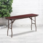 Flash Furniture Folding Training Table, 30inH x 18inW x 60inD, Mahogany