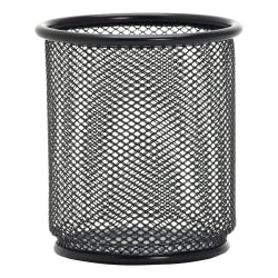 Lorell Mesh Pencil Cups, 3-1/2inH x 3-7/8inW x 3-7/8inD, Black, Box Of 6 Pencil Cups