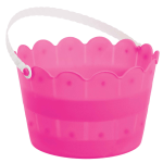 Amscan Easter Scalloped Buckets, 8inH x 5inW x 5inD, Bright Pink, Pack Of 8 Buckets