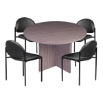 Boss Office Products Conference Table And Stackable Chairs Set, Driftwood/Black