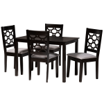 Baxton Studio Henry 5-Piece Dining Set, 29-1/8inH x 43-5/16inW x 27-9/16inD, Gray/Dark Brown