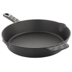 Spice by Tia Mowry Savory Saffron Cast Iron Skillet With Pouring Spouts, 12in, Black