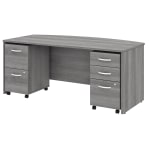 Bush Business Furniture Studio C 72inW Bow-Front Computer Desk With Mobile File Cabinets, Platinum Gray, Standard Delivery