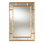 Baxton Studio Bamboo Rectangular Accent Wall Mirror, 32-1/4in x 21-1/2in, Antique Gold