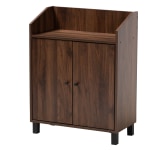 Baxton Studio Rossin 2-Door Entryway Shoe Storage Cabinet With Open Shelf, Walnut