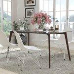 Flash Furniture Solid Wood Table With Glass Top, 29-1/4inH x 35-1/4inW x 59inD, Clear/Walnut