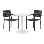 KFI Studios Eveleen 3-Piece Outdoor Patio Set, 33-13/16inH x 36inW x 36inD, Black Chairs, White Table