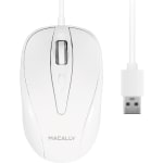 Macally 3 Button Optical USB Wired Mouse for Mac and PC - Optical - Cable - White - 1 - USB - 1000 dpi - Scroll Wheel - 3 Button(s) - Symmetrical