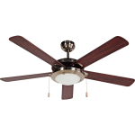 Black+Decker BCF5211 52-Inch 5-Bladed Pull Chain Brushed Nickel Ceiling Fan - 5 Blades - 52in Diameter - 3 Speed - Adjustable Airflow - Glass, Nickel