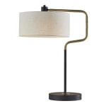 Adesso Jacob Swing-Arm Table Lamp, 25-1/2inH, Off-White Shade / Black/Antique Brass Base