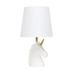 Simple Designs Sparkling Unicorn Table Lamp, 16inH, Gold/White