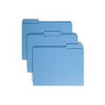 Smead Color File Folders, With Reinforced Tabs, Letter Size, 1/3 Cut, Blue, Box Of 100