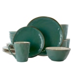 Elama 16-Piece Stoneware Dinnerware Set, Caribbean Tide