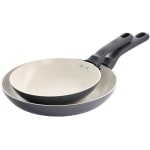 Spice by Tia Mowry Savory Saffron 2-Piece Ceramic Non-Stick Aluminum Frying Pan Set, Gray