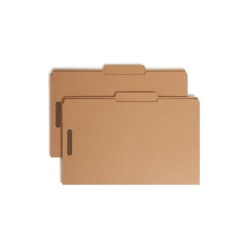 Smead Kraft Reinforced Tab Fastener Folders, 3/4in Expansion, 8 1/2in x 14in, Legal, Brown, Box of 50