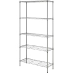 Lorell Light-Duty Wire Shelving - 5 Tier(s) - 72in Height x 36in Width x 14in DepthFloor - Epoxy - Silver - Plastic, Metal, Steel - 1 Each