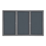 Ghent Ovation 3-Door Bulletin Board, Fabric, 48in x 72in, Gray, Gray Aluminum Frame