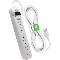 Digital Energy World 6-Outlet Surge Protector Power Strip with 8-Foot Cord (White) - 6 x AC Power - 1875 VA - 350 J - 120 V AC Input