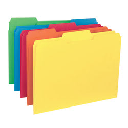 Smead Color Interior Folders, 1/3 Cut, Letter Size, Assorted Colors, Box Of 100