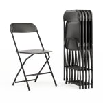 Flash Furniture Hercules Series Plastic Folding Chairs, Black, Set Of 6 Chairs