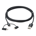 Tripp Lite USB-A to Lightning, USB Micro-B and USB-C Sync/Charge Cable, Black, 6 ft. - First End: 1 x Type A Male USB - Second End: 1 x Type C Male USB, Second End: 1 x Type B Male Micro USB, Second End: 1 x Lightning Male Proprietary Connector