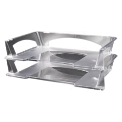 Office Depot Brand Stacking Desk Trays, 2 1/2inH x 10 1/2inW x 12inD, Clear, Pack Of 2