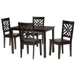 Baxton Studio Ani 5-Piece Dining Set, Dark Brown