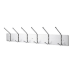 Safco 6-Hook Coat Rack, 7inH x 36inW x 3-3/4inD, Satin