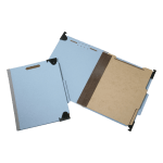 SKILCRAFT 6-Section Fastener Hanging File Folders, 2in Expansion, Letter Size, 60% Recycled, Light Blue, Box Of 10 (AbilityOne7530-01-621-6198)