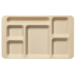 Cambro Camwear 5-Compartment Trays, 15inW, Beige, Pack Of 24 Trays