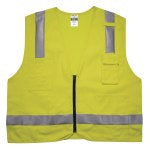 Ergodyne GloWear Flame-Resistant Hi-Vis Safety Vest, Class 2 Surveyors, Small/Medium, Lime, 8262FRZ