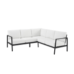 Linon Abilene Aluminum Outdoor Sectional Sofa, 31-1/4inH x 77-1/2inW x 78-1/2inD, White/Black