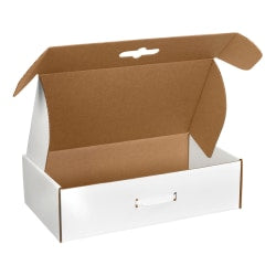 Partners Brand Corrugated Carrying Cases, 18 1/4in x 11 3/8in x 4 1/2in, White, Bundle of 10