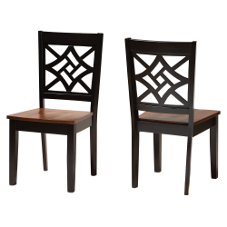 Baxton Studio Marcena Dining Chairs, Beige/Walnut Brown, Set Of 2 Chairs